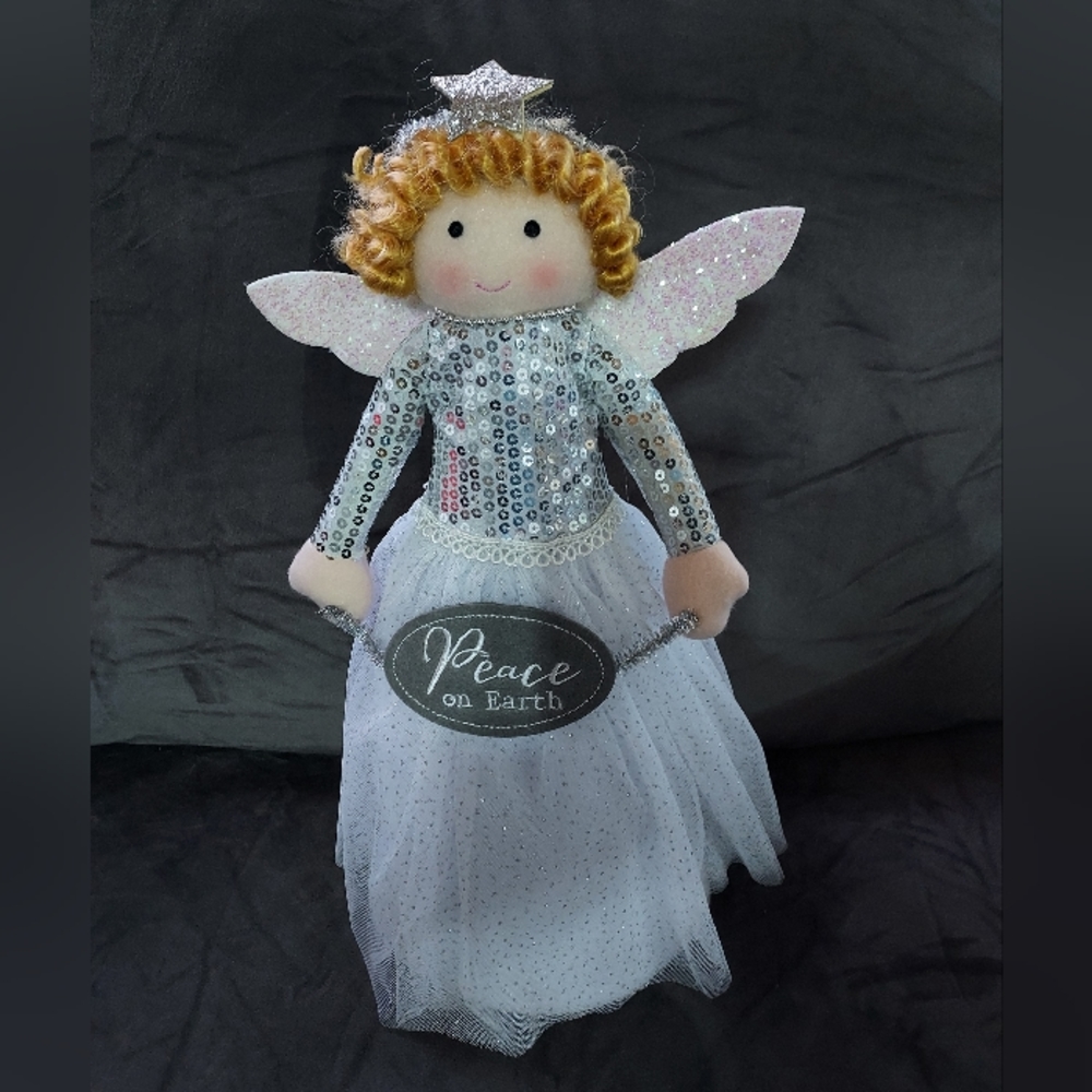 Angel Christmas Tree Topper White Silver